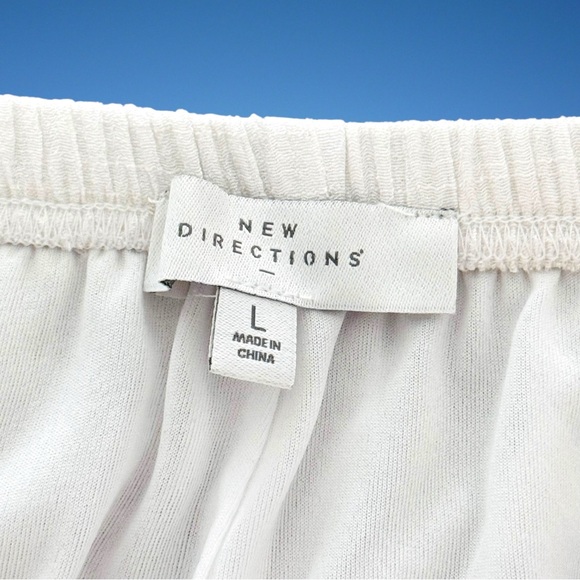 White Lined Elastic Waist Polyester-Rayon Crinkle Maxi Skirt Size Large - Picture 8 of 9